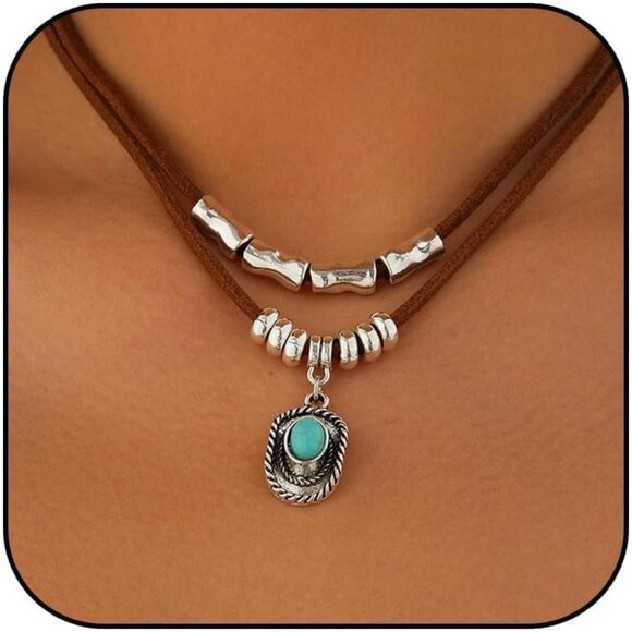 Women's E1-hat Layered Boho Necklaces Cowgirl Jewellery Accessories Outfits - Picture 1 of 9
